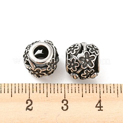 316サージカルステンレスビーズ  花  アンティークシルバー  10.5x10mm  穴：4mm&nbsp;STAS-Q304-33AS