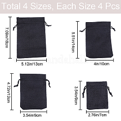 16Pcs 4 Styles Polyester Imitation Burlap Packing Pouches Drawstring Bags&nbsp;ABAG-BBC0001-01A