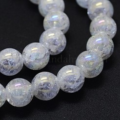 Electroplated Natural Crackle Quartz Crystal Beads Strands&nbsp;G-K285-08-6mm
