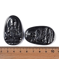 合成磁気無しヘマタイトペンダント  神の像のチャーム  混合図形  47.5x30x7mm  穴：1.4mm&nbsp;G-E618-01