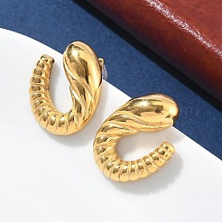 304 Stainless Steel Spiral Croissant Stud Earrings for Women&nbsp;EJEW-Z095-01G