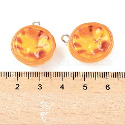 不透明樹脂ペンダント  エッグタルト  プラチナトーンの鉄ループ付き  ゴールド  24x20x9.5mm  穴：2x2.5mm&nbsp;RESI-G107-03A