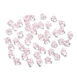 透明なチェコのガラスビーズ  花  ピンク  6.5x5mm  穴：0.8mm  約357~363個/袋&nbsp;GLAA-G070-05B-03