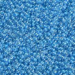 11/0 FGBグレードA透明ガラスシードビーズ  内側の色  光沢メッキ  ラウンド  ディープスカイブルー  2.3x1.5mm  穴：1mm  約5300個/50g&nbsp;X-SEED-N001-F-256