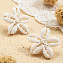 Flower Natural Shell Stud Earrings&nbsp;FS-WGD51F7-01