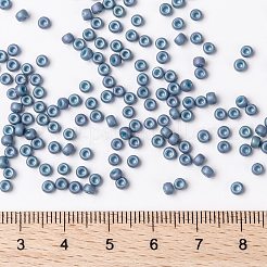 MIYUKIラウンドロカイユビーズ  日本製シードビーズ  8/0  （rr2030)マットメタリックスチールブルー光沢  8/0  3mm  穴：1mm  約19000~20500個/ポンド&nbsp;SEED-G008-RR2030