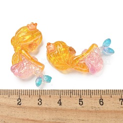 樹脂カボション  スパンコール入り  人魚  ピンク  32.5x22x7mm&nbsp;RESI-R456-03C