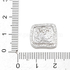 304ステンレスペンダント  ハンマーで叩いたような不規則な四角いチャーム  ステンレス鋼色  14.5x15.5x2mm  穴：1.6mm&nbsp;SA-CBA038A-06P