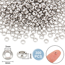201ステンレスビーズ  ロンデル  ステンレス鋼色  4x2mm  穴：2mm  300pc&nbsp;STAS-UN0061-33B