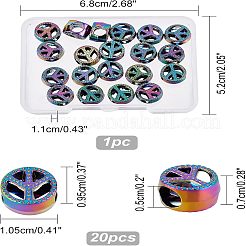 虹色の合金製ヨーロピアンビーズ  大穴ビーズ  カドミウムフリー＆ニッケルフリー＆鉛フリー  ピースサイン  10.5x9.5x7mm  穴：5mm  20個/箱&nbsp;FIND-NB0002-43