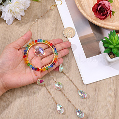 1Pc Colorful Glass Beaded Woven Net Suncatchers&nbsp;AJEW-CY0001-95C