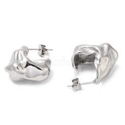 変色しない304ステンレススチールツイストスタッドピアス  ハーフフープピアス  ステンレス鋼色  20.5x10mm&nbsp;EJEW-B026-23P