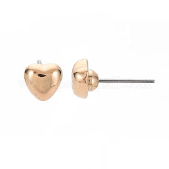 女性用ハートスタッドピアス  カドミウムフリー＆鉛フリー  ゴールド  7x7mm  ピン：0.6mm&nbsp;EJEW-S213-02A-01G-RS