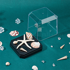 透明なプラスチックのミニフィギュアのディスプレイケース  模型用防塵ケース  ビルディングブロック  人形ディスプレイホルダー  正方形  ブラック  完成品：12.3x12.3x12.3cm&nbsp;ODIS-WH0043-69B-01