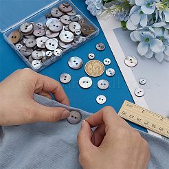 120Pcs 6 Styles 2-Hole Natural Shell Buttons&nbsp;BUTT-FG0001-47