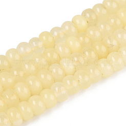 染め加工天然石ホワイトジェイドビーズ連売り  ロンデル  レモンシフォン  6~6.5x4~4.5mm  穴：1mm  約86~90個/連  14.57~15.16''（37~38.5センチメートル）&nbsp;G-T139-59A-15