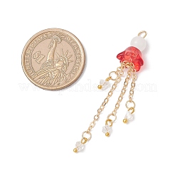 ガラスチャーム  サニー人形  真鍮製のアズキチェーンとループ付き  ミックスカラー  61x11.5x11.5mm  穴：2mm&nbsp;PALLOY-JF04007