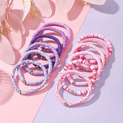 12Pcs 12 Color Polymer Clay Heishi Surfer Stretch Bracelets Set with Plastic Beaded&nbsp;BJEW-JB09548