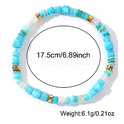 天然ターコイズとシェルビーズのストレッチブレスレット（女性用）  コラム  内径：6-7/8インチ（17.5cm）&nbsp;WU5531-1