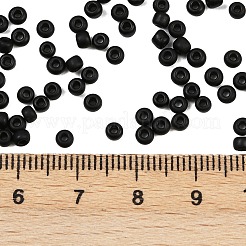 曇りガラスシードビーズ8/0個  ラウンド  ブラック  3x1.5~3mm  穴：1mm  約15000個/袋  440~450 G /袋&nbsp;SEED-R029-3mm-A07