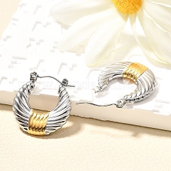 304 Stainless Steel Two Tone Hoop Earrings&nbsp;EJEW-F355-03GP-02