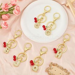 Brass Micro Pave Clear Cubic Zirconia Letter Pendant Keychain&nbsp;KEYC-SW00015-C