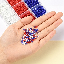 2220個9スタイルガラスシードビーズ  不透明色  愛国的なスタイル  丸穴ビーズ  ミックスカラー  2~4mm  穴：1~1.5mm&nbsp;SEED-YW0001-28