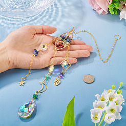 1Pc Wire Wrapped Alloy & Natural Mixed Stone Tree of Life Hanging Suncatchers&nbsp;HJEW-TA0001-46B