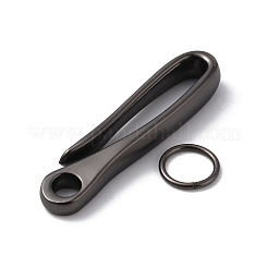 亜鉛合金フック留め金  丸カン付き  ガンメタ色  68x15.5x9mm  穴：6.5mm&nbsp;LS-FIND-WH0032-88B