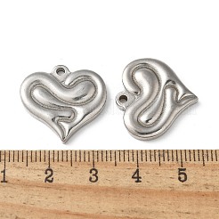 304ステンレスペンダント  ハートチャーム  ステンレス鋼色  19.5x20.5x3mm  穴：1.8mm&nbsp;STAS-I330-010P