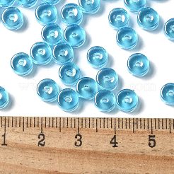 透明色光沢ガラスシードビーズ  コラム  ディープスカイブルー  6x3mm  穴：1.4mm  約2027個/ポンド&nbsp;SEED-E001-T3x6mm-A04