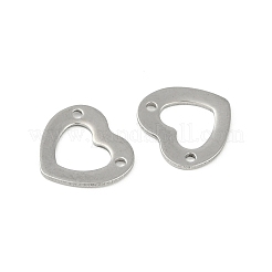 変色しない201ステンレススチールチャーム  ハートチャーム  ステンレス鋼色  11x12x1mm  穴：1mm&nbsp;STAS-C108-23P
