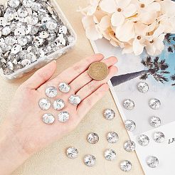 スプレー塗装アクリルボタン  多面カット  染めと未染色の混合  2穴  フラットラウンド  銀  15x4mm  穴：2mm  300個/箱&nbsp;TACR-OC0001-01