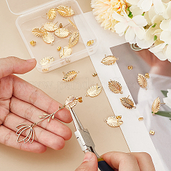 20Pcs Leaf Brass Stud Earring Findings&nbsp;KK-UN0002-14