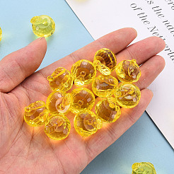 透明なアクリルパーツ  多面カット  3のdリンゴ  きいろ  17.5x19x18mm  穴：2mm  約150個/436g&nbsp;LS-TACR-T024-05B-916