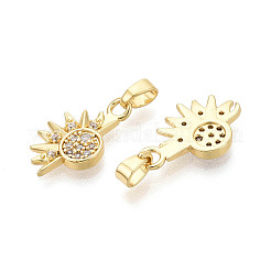 Brass Micro Pave Clear Cubic Zirconia Charms&nbsp;KK-N259-17G
