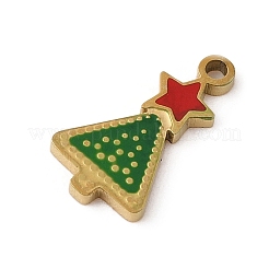 Christmas Theme Ion Plating(IP) 304 Stainless Steel Enamel Charms&nbsp;STAS-Z083-08G-01
