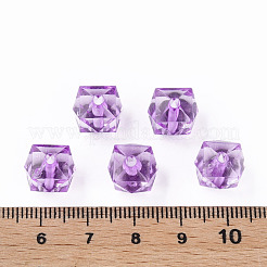 透明なアクリルビーズ  多面カット  キューブ  ミディアム蘭  10x11x11mm  穴：2mm  約670個/500g&nbsp;MACR-S373-132-B14