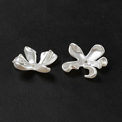 オペークアクリルビーズキャップ  模造パール  花  雪  20x19x5.5mm  穴：1.5mm&nbsp;X-OACR-H016-01