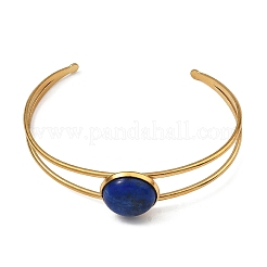 304 Stainless Steel & Natural Gemstone Cuff Bracelets for Women&nbsp;BJEW-JB14123-02