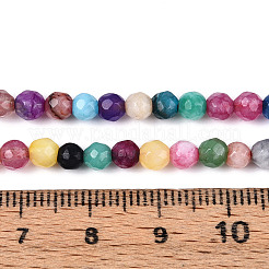 染め加工天然石ホワイトジェイドビーズ連売り  ラウンド  多面カット  カラフル  4~4.5mm  穴：1mm  約86~96個/連  14.69~14.96''（37.3~38センチメートル）&nbsp;G-T139-4mm-60-02