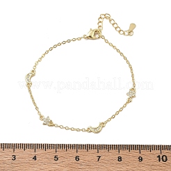 Brass Micro Pave Clear Cubic Zirconia Moon Star Link Chain Bracelets&nbsp;KK-CBA6980-28G