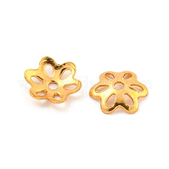 925スターリングシルバービーズキャップ  6花びら  花  18KGP本金メッキ  5x4.5x1mm  穴：0.8mm&nbsp;STER-U002-03G