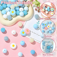 60Pcs 9 Styles Silicone Beads and Acrylic Beas&nbsp;SIL-YW0002-35