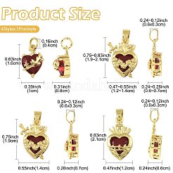 4Pcs 4 Styles Brass & Glass Pendants&nbsp;KK-FS0001-83