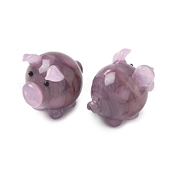 豚の家の装飾  手作りランプワーク表示の装飾  ロージーブラウン  30.5x23x25.5~26mm&nbsp;LAMP-D301-17A