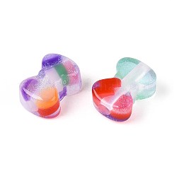 透明樹脂ビーズ  蝶結び  グリッターパウダー付き  ミックスカラー  19x13x9mm  穴：3.8mm&nbsp;RESI-N048-05
