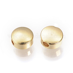 真鍮製スペーサービーズ  ニッケルフリー  フラットラウンド  18KGP本金メッキ  5x3mm  穴：0.8~1mm&nbsp;KK-T016-22G