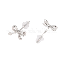 Bowknot Brass Stud Earrings for Women&nbsp;EJEW-P288-01P