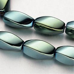 電気メッキ磁気無し合成ヘマタイトビーズ連売り  ツイストオーバル  ミックスカラー  12x8mm  穴：1mm  約33個/連  15.7インチ&nbsp;G-F300-11B